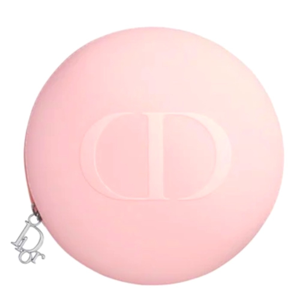 Dior Pink Silicone Zipper Logo Small Pouch Authentic